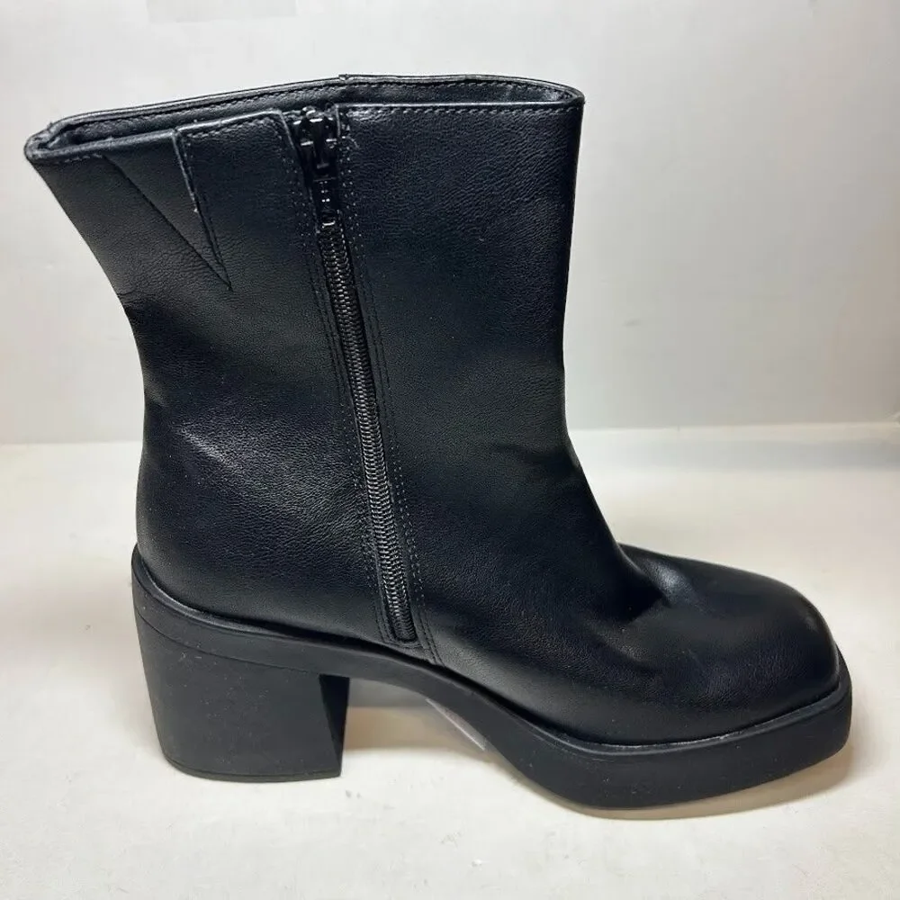 Sun Stone Womens 8.5 M Black Tianna Platform Block Heel Ankle Boots DISPLAY RW8
